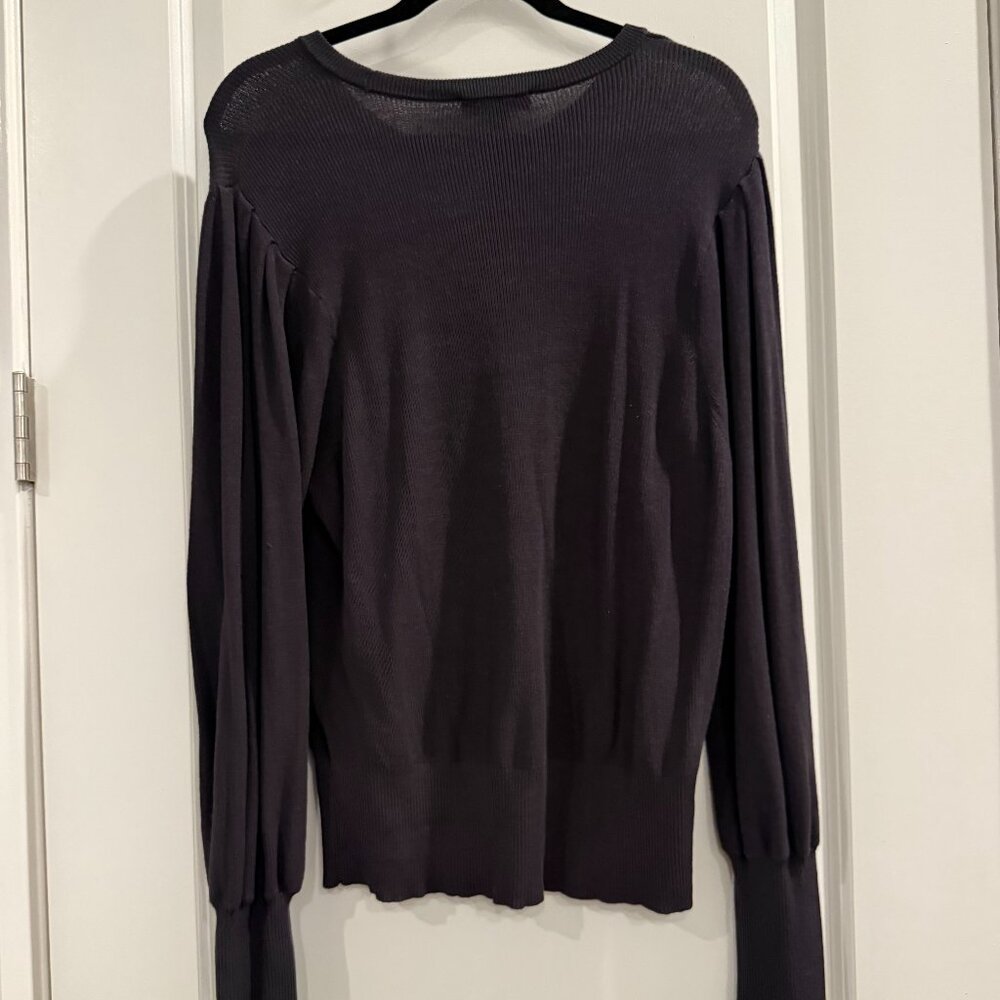 Ann Taylor Grey Knit Sweater with Volume sleeves